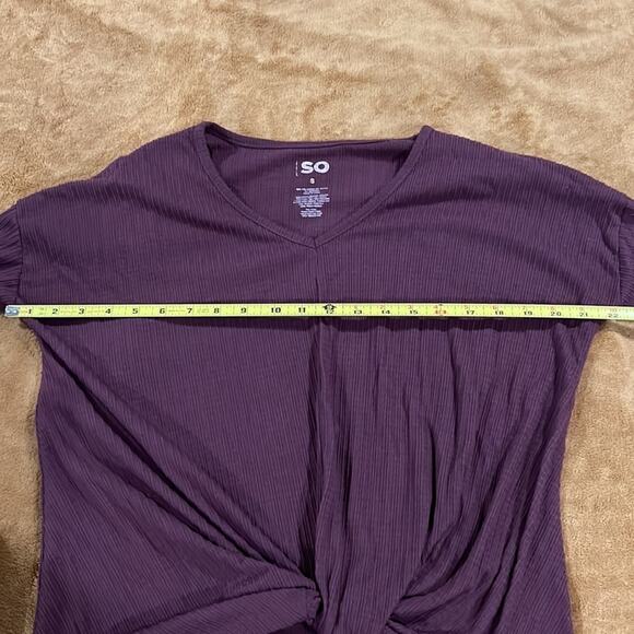 So Tie Front Sweater Sz S pretty dark purple - Picture 8 of 9